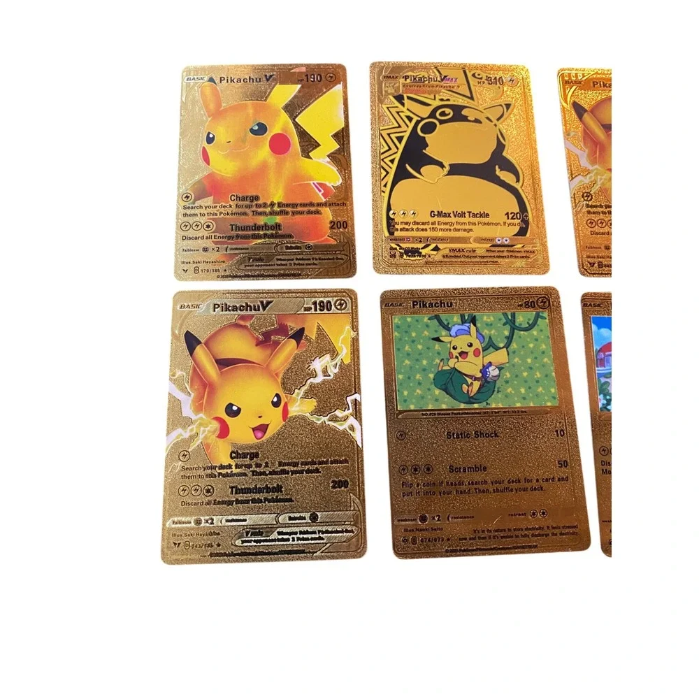 Fan Art lot of 10 Gold Pikachu‎ Pokemon Cards Set Lot Trading Collectible